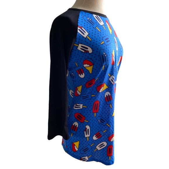 Lularoe Randy Print Shirt Top Women's Small Short Sleeve Popsicle Blue NEW - Picture 12 of 12